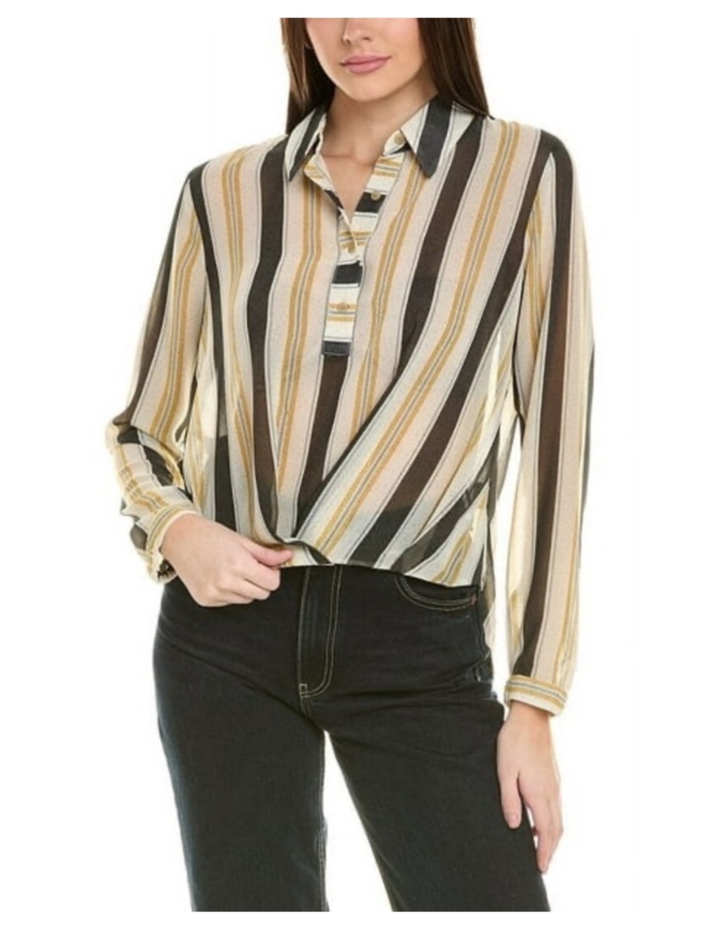 Like New  Cabi #4339 Caliber Semi Sheer Striped Blouse Size: L